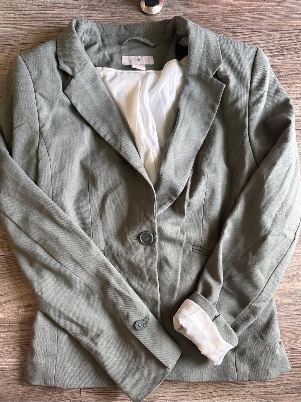 H&M Olive Blazer Single-Button Tailored Jacket